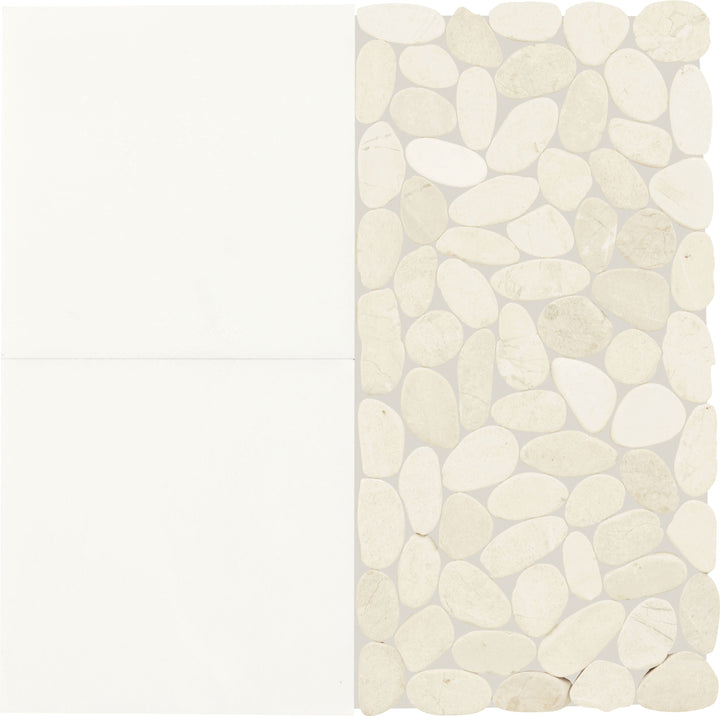 Daltile Pebble Oasis Icicle 12-in x 12-in Honed Natural stone Mixed Pebble Mosaic Floor and Wall Tile product image
