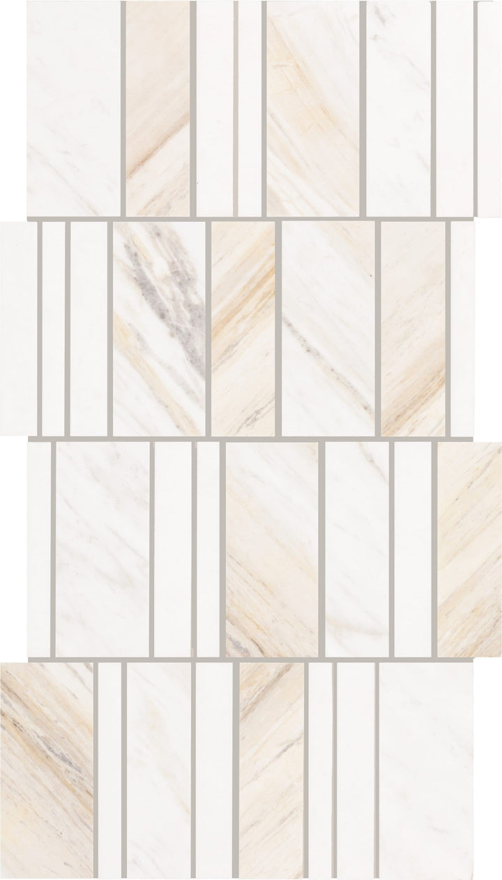 Daltile Perfit Mosaix Namaste and Thassos 10-in x 19-in Honed Natural stone Mixed Marble look Mosaic Wall Tile product image