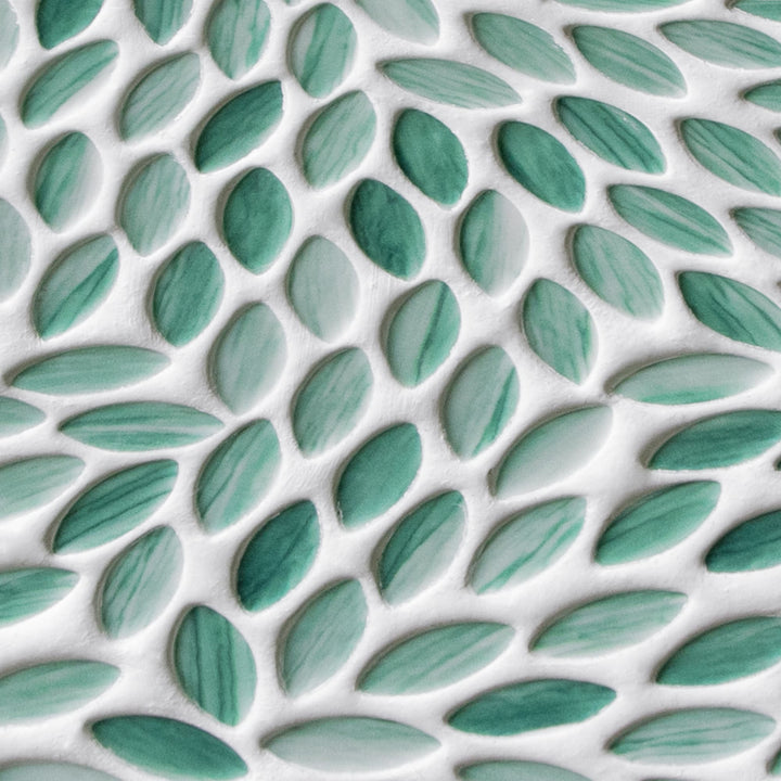 SUNWINGS Flower Green 11-in x 11-in Glossy Recycled glass Marble look Mosaic Floor and Wall Tile product image