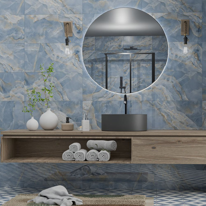 The Tile Life Monarch Jewel Azul 12-in x 24-in Polished Porcelain Floor and Wall Tile product image