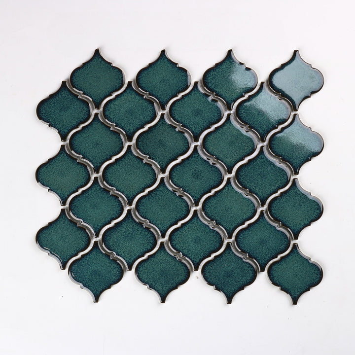 WS Tiles Porcelain Perfection Lagoon Green 10-in x 12-in Glossy Porcelain Arabesque Mosaic Wall Tile product image