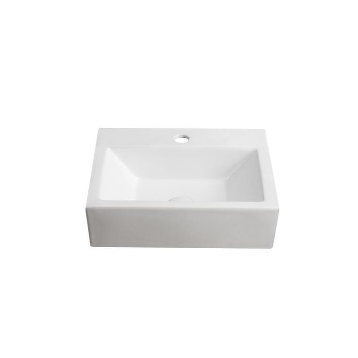 Elanti Wall-Mounted Rectangle Bathroom Sink in White