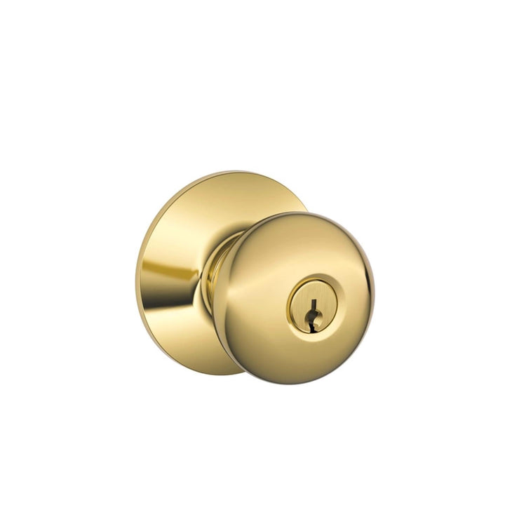 Schlage Plymouth Bright Brass Keyed Entry Door Knob, ANSI Grade 2, Fits 1-3/8 to 1-3/4 in Doors