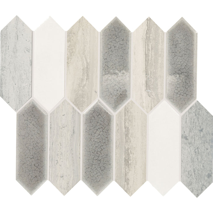 Daltile Fonte Heather Harbor Blend 10-in x 12-in Honed Natural stone Marble/limestone Marble look Picket Mosaic Floor and Wall Tile product image