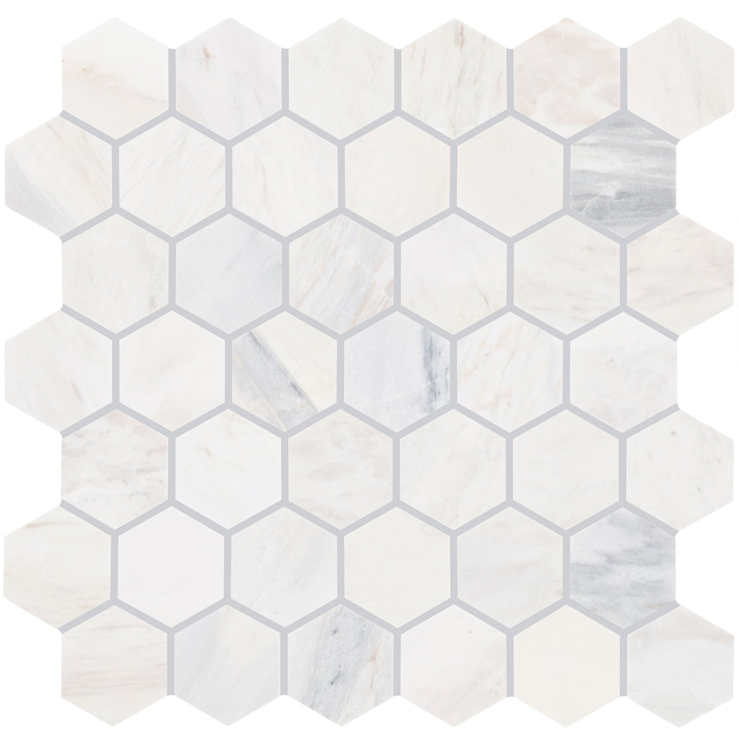 Daltile Fonte Pier White 13-in x 13-in Honed Natural stone Marble/limestone Marble look Hexagon Mosaic Floor and Wall Tile product image