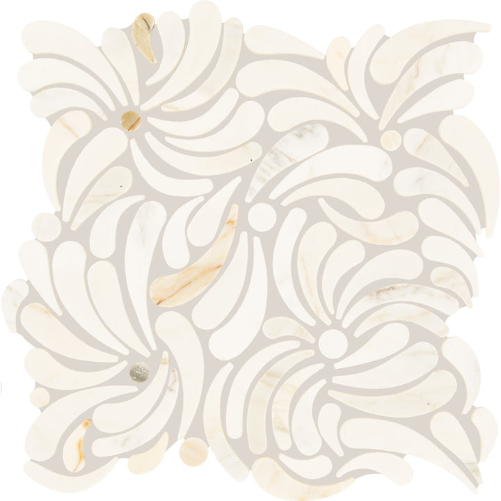 Daltile Lavaliere Calacatta Gold 12-in x 12-in Honed Natural stone Marble Marble look Multi-shaped Mosaic Wall Tile product image