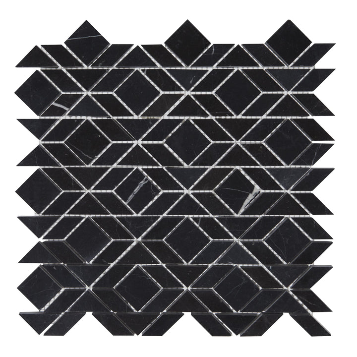 Daltile Pietra Divina Nero Marquina 13-in x 13-in Honed Natural stone Marble Marble look Multi-shaped Mosaic Floor and Wall Tile product image