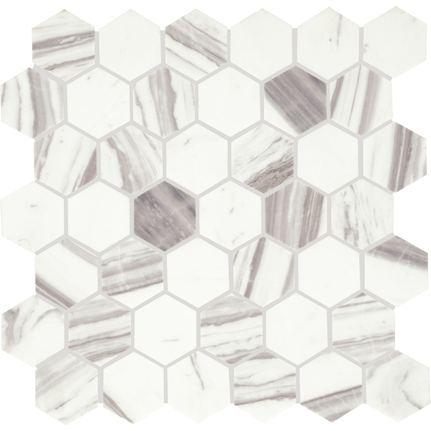 Daltile Eclessia Marble Volakas 12-in x 12-in Honed Natural stone Marble Marble look Hexagon Mosaic Floor and Wall Tile product image