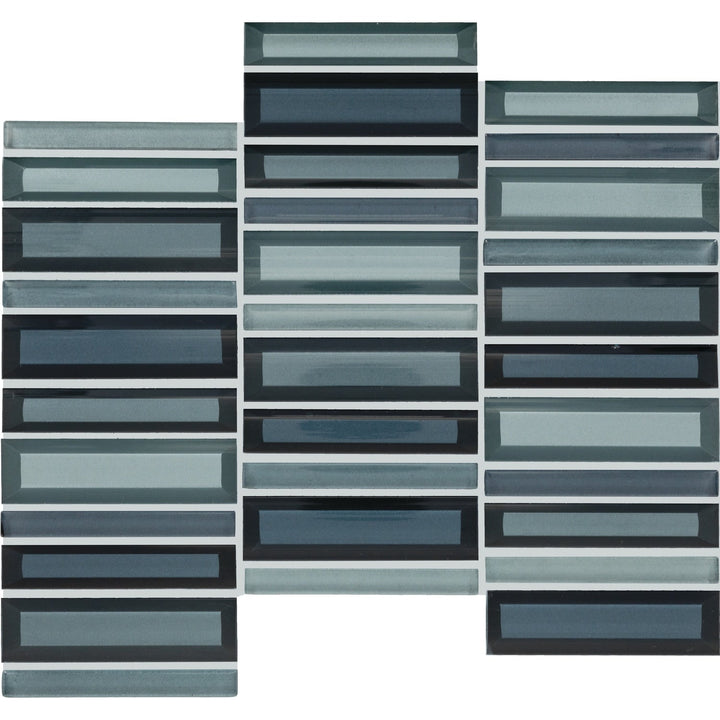 Daltile Cascading Waters Cerulean Swell 11-in x 12-in Multi-finish Glass Patterned Mosaic Wall Tile product image