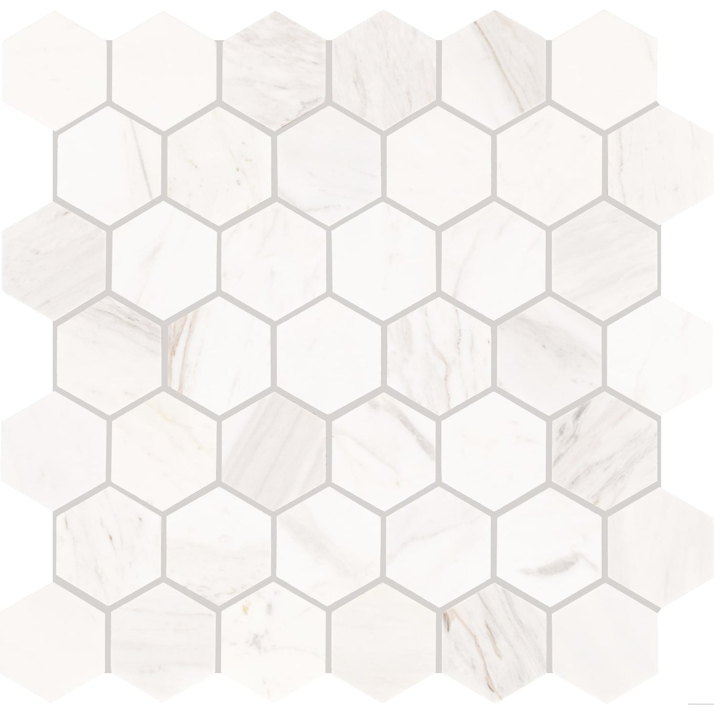 Daltile Raine Stratus White 12-in x 12-in Honed Natural stone Marble Marble look Hexagon Mosaic Floor and Wall Tile product image