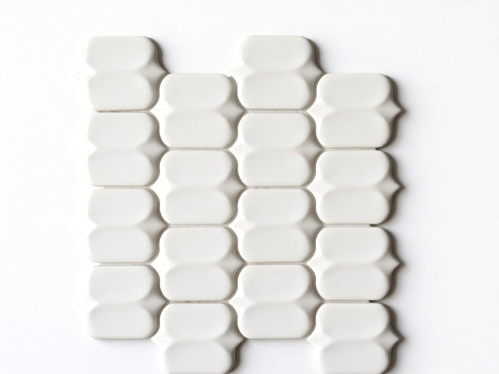 Abolos Monet Classical White 11-in x 12-in Glazed Porcelain Patterned Arabesque Mosaic Wall Tile product image
