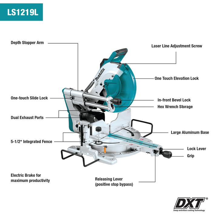 Makita 12 in. Dual‑Bevel Sliding Compound Miter Saw with Laser + Bonus Compact Folding Miter Saw Stand