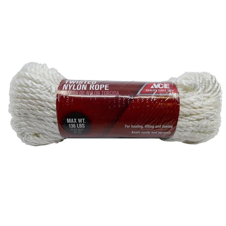 Ace 1/4 in. Dia x 100 ft. White Twisted Nylon Rope