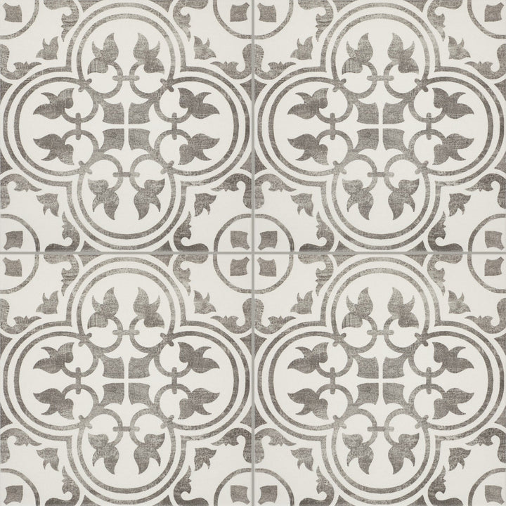 Daltile Memoir Petal Grey 12-in x 12-in Matte Ceramic Patterned Floor and Wall Tile product image