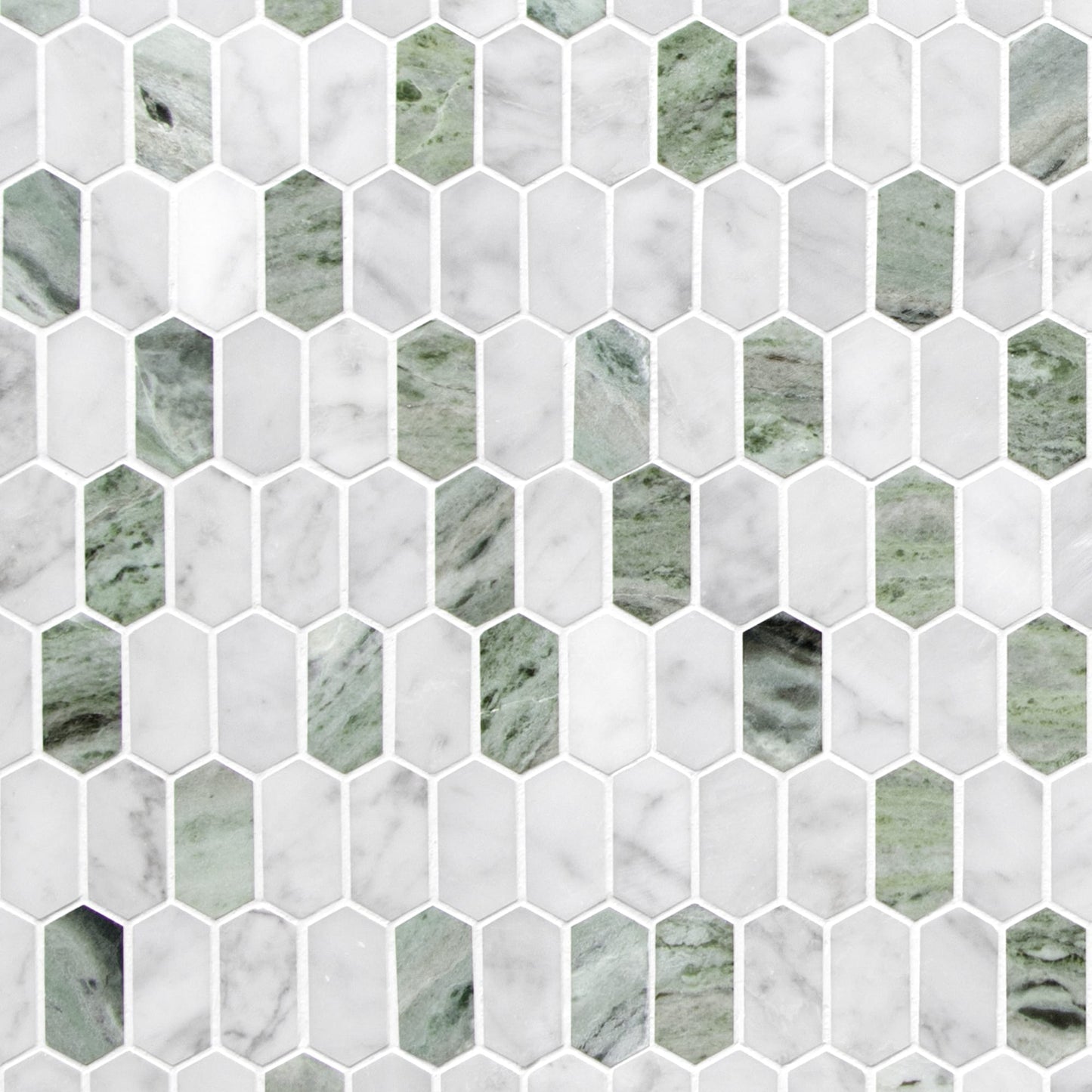 SUNWINGS Picket Green 10-in x 12-in Honed Natural stone Marble Marble look Hexagon Mosaic Floor and Wall Tile product image