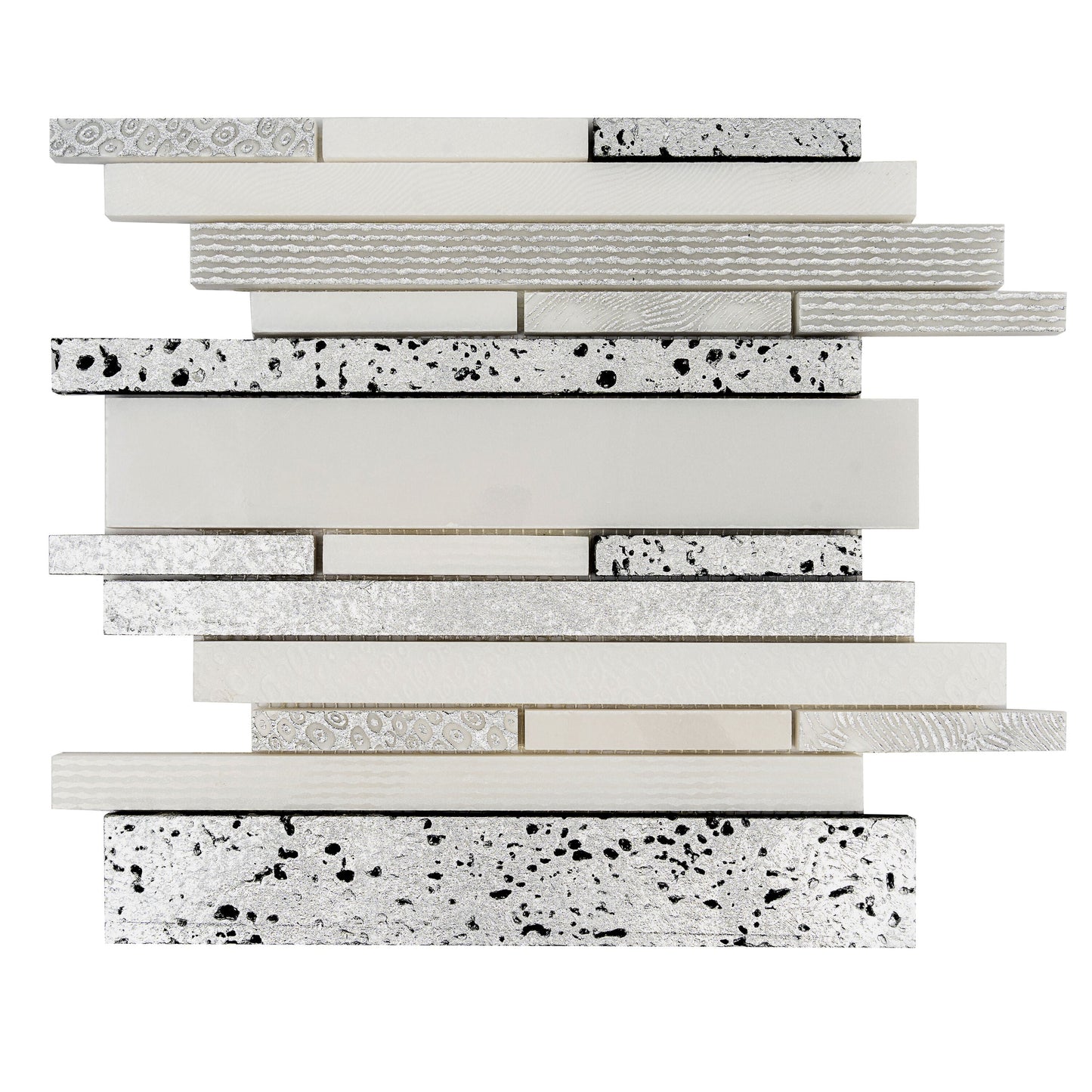 Apollo Tile Artisana White Silver 12-in x 12-in Multi-finish Natural stone Marble Linear Mosaic Floor and Wall Tile product image