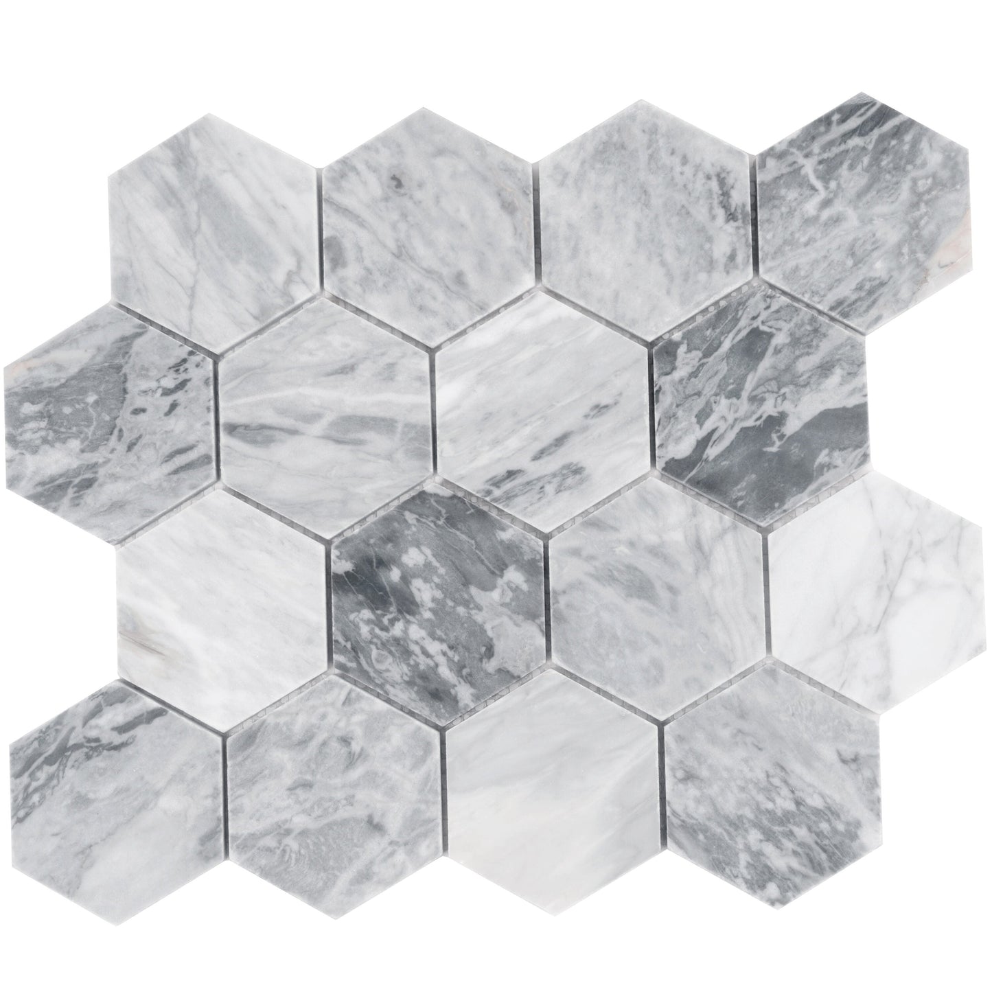 Apollo Tile Toscana Light Gray 12-in x 12-in Honed Natural stone Marble Patterned Hexagon Mosaic Floor and Wall Tile product image