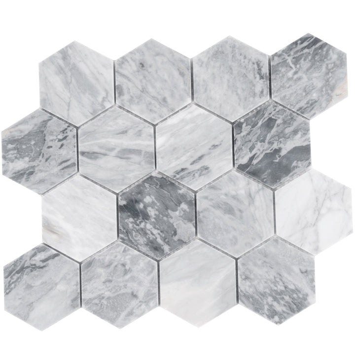 Apollo Tile Toscana Light Gray 12-in x 12-in Honed Natural stone Marble Patterned Hexagon Mosaic Floor and Wall Tile product image