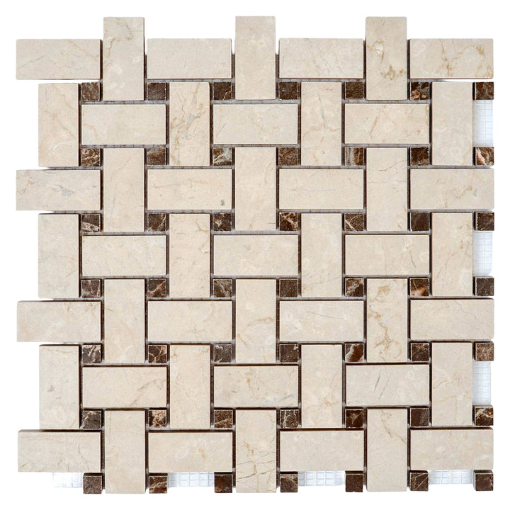 Apollo Tile Regalia Beige, Brown 12-in x 12-in Matte Porcelain Encaustic Basketweave Mosaic Floor and Wall Tile product image