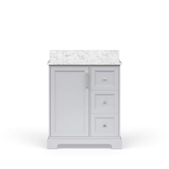 allen + roth Pittman 30-in Muse Gray Undermount Single Sink Bathroom Vanity with White Engineered Calacatta Veined Engineered Stone Top