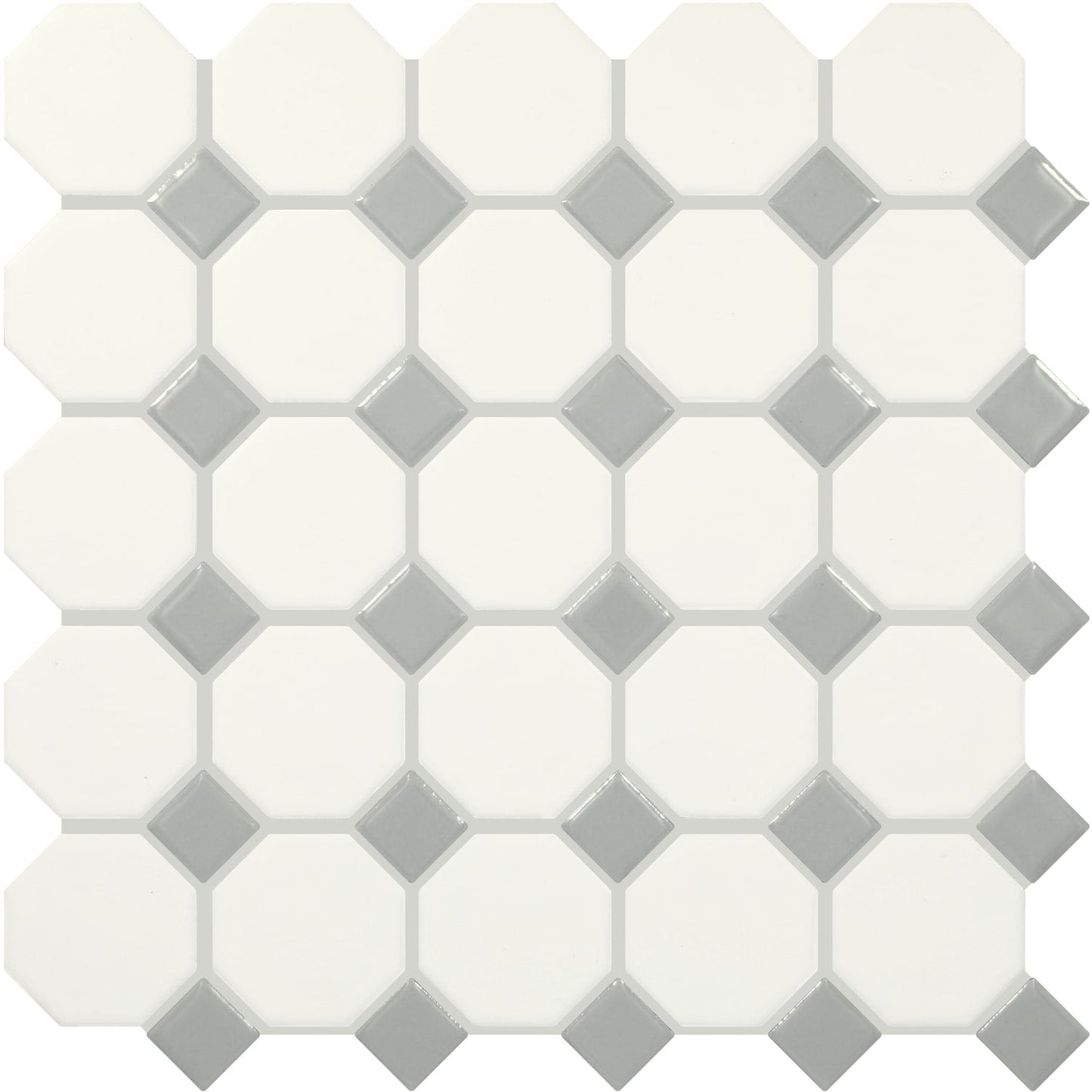 Daltile Core Classic True White with Gray Dot 12-in x 12-in Multi-finish Ceramic Patterned Multi-shaped Mosaic Floor and Wall Tile product image