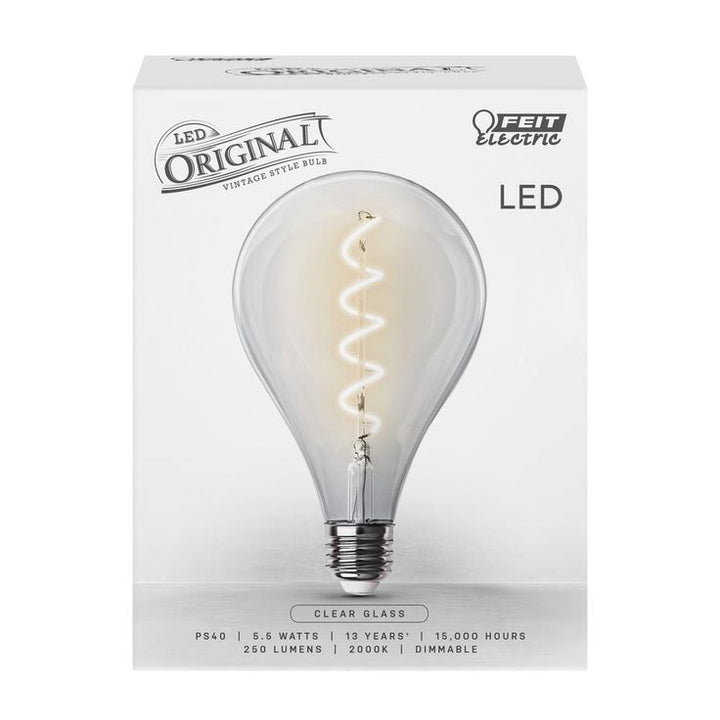 Feit Electric 60-Watt Equivalent PS40 Clear Glass Vintage Oversized Spiral Filament Edison LED Light Bulb in Warm White (3-Pack)