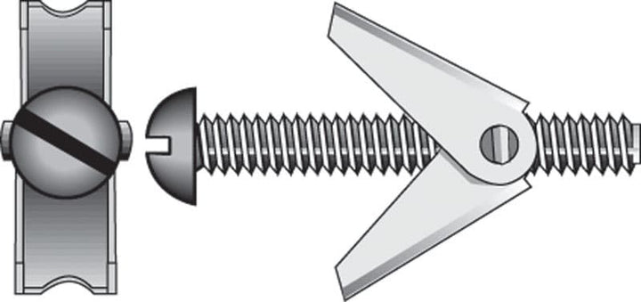 Hillman 3/16 in. Diameter x 3 in. Length Round Steel Toggle Bolts, Zinc-Plated, 2-Pack