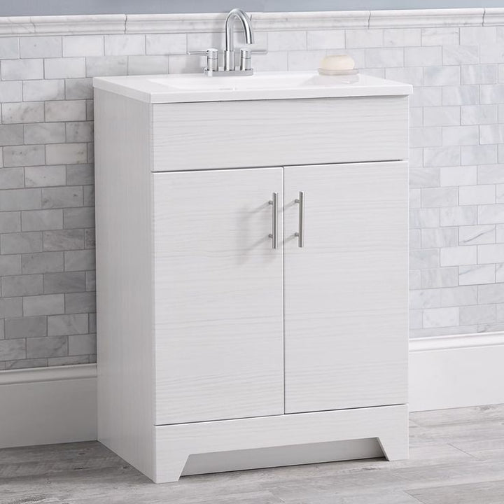 Style Selections Tierra 24.5-in White Single Sink Bathroom Vanity with White Cultured Marble Top