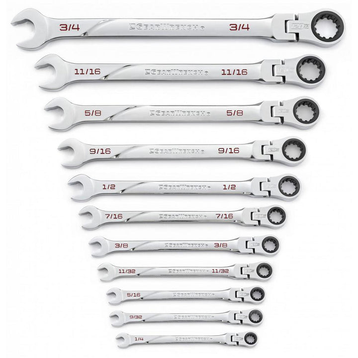 120XP Universal Spline XL Flex Head Ratcheting Combination SAE Wrench Set (11-Piece) - Super Arbor