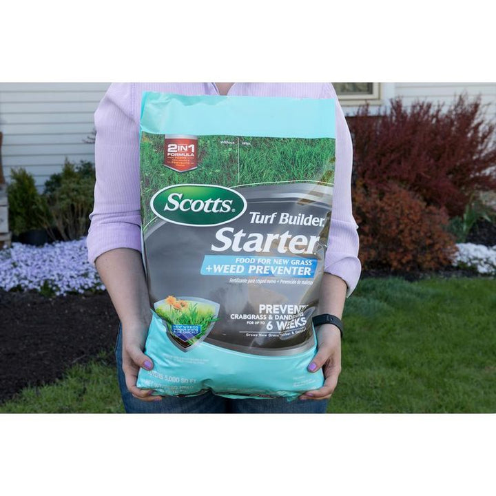 Scotts Turf Builder 21.5 lbs. 5,000 sq. ft. Starter Lawn Fertilizer for New Grass Plus Weed Preventer