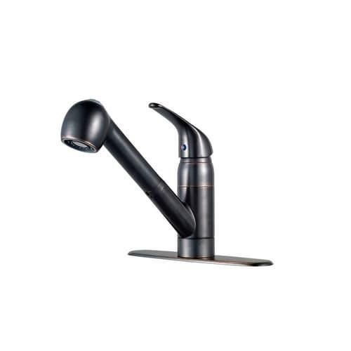 Pfister Pfirst Tuscan Bronze 1-Handle Deck-Mount Pull-Out Handle Kitchen Faucet (Deck Plate Included)