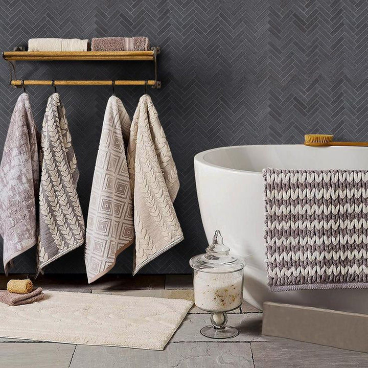 Jeffrey Court Basalt Herringbone Gray 11 in. x 10 in. x 8 mm Honed Basalt Mosaic Wall/Floor Tile