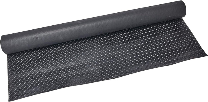 Rubber-Cal "Diamond-Plate" Rubber Flooring Rolls, 3 mm x 4 ft x 4 ft, Black