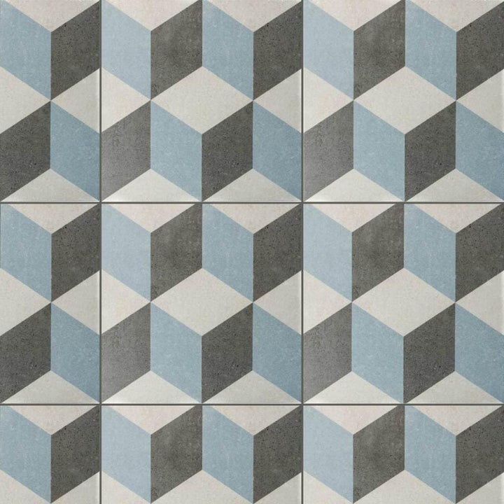 The Tile Life Prism Gray 9-in x 9-in Matte Porcelain Encaustic Floor and Wall Tile product image