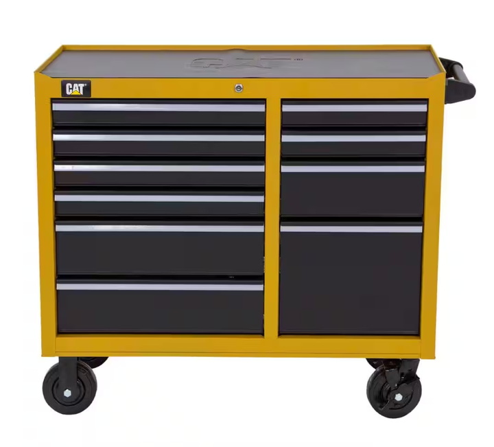 Heavy Duty 41 in. 10-Drawer Yellow 16-Gauge Steel Rolling Tool Cabinet with Keyed Locking System