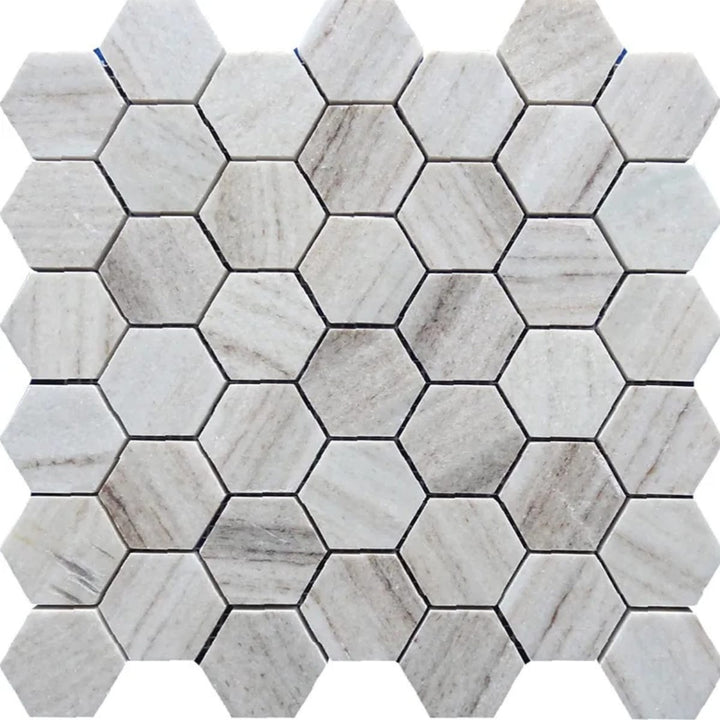 Apollo Tile Mirage Soft White with Beige 12-in x 12-in Honed Natural stone Marble Hexagon Mosaic Floor and Wall Tile product image