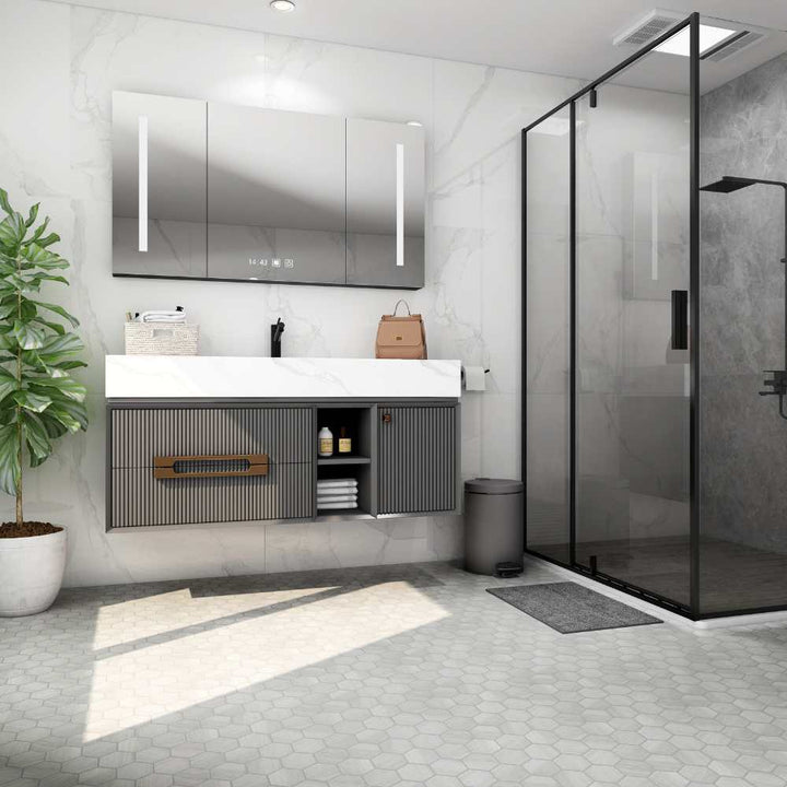The Tile Life Daintree Ceniza 3-in x 3-in Matte Glass Wood look Hexagon Mosaic Floor and Wall Tile product image