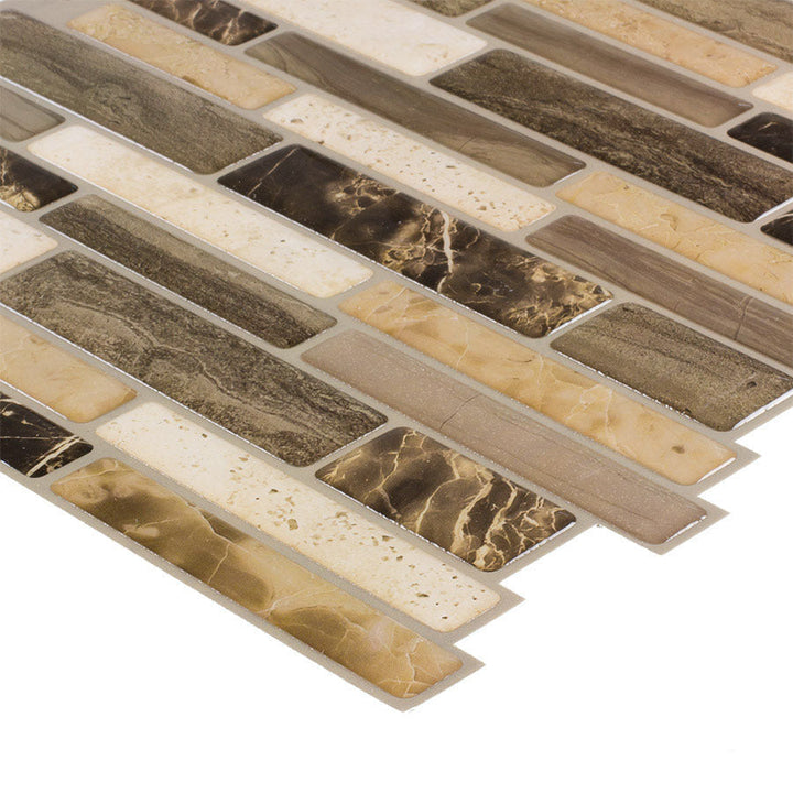 Peel&Stick Mosaics Verona Beige 10-in x 10-in Glossy Composite Linear Mosaic Peel & Stick Tile