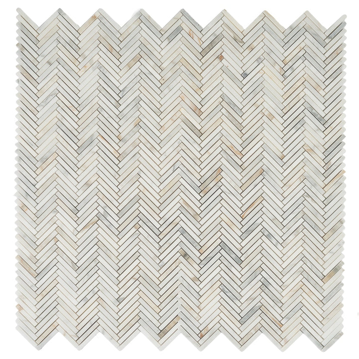 Apollo Tile Serena White Gray 11-in x 11-in Honed Natural stone Marble Herringbone Mosaic Floor and Wall Tile product image