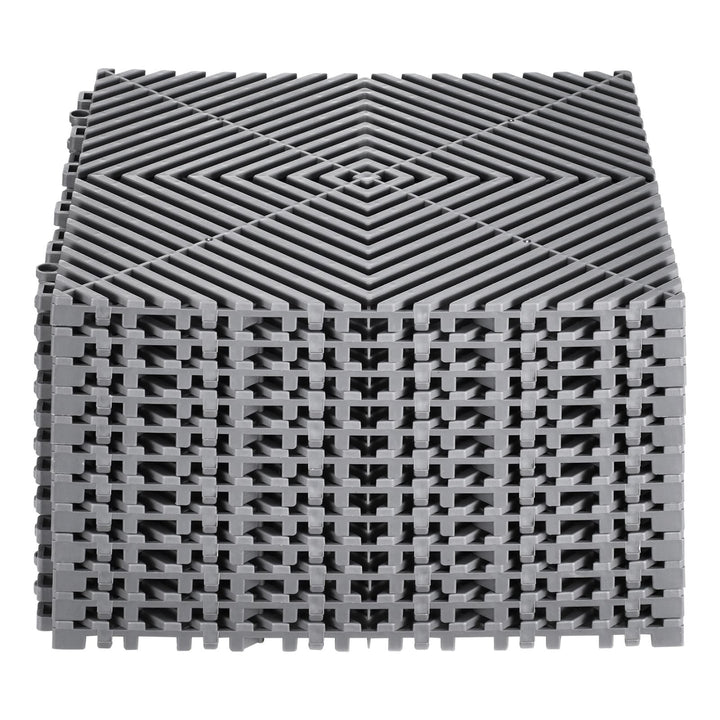 Angel Sar 12 Pcs Interlocking Drainage Mat Modular Interlocking Cushion 12Inch with Non Slip Gray PP Drainage Floor Tile and Shower Mat for Garage Garden Kitchen and Outdoor product image