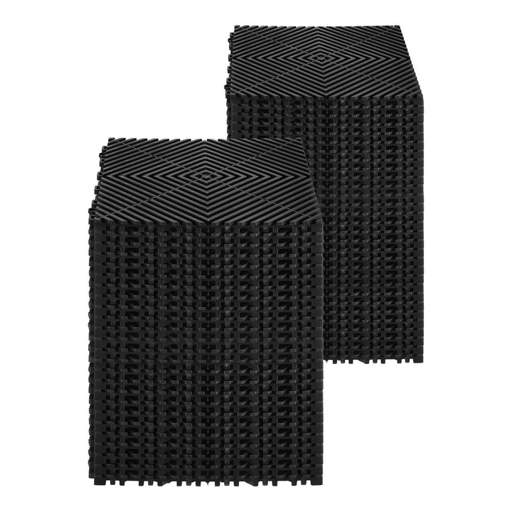 Angel Sar 24 Pcs Interlocking Drainage Mat 12 Inches Modular Cushion with Non Slip Black PP Drainage Floor Tile for Garage Garden Kitchen and Outdoor product image