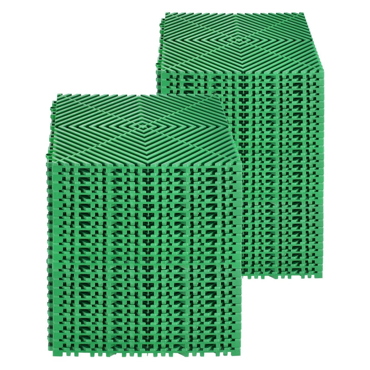 Angel Sar 50 Pcs Interlocking Drainage Mat 12Inches Modular Cushion with Non Slip Green PP Drainage Floor Tile for Garage Garden Kitchen and Outdoor product image