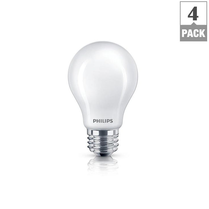 Philips 60-Watt Equivalent A19 Non-Dimmable Energy Saving Frosted Classic Glass LED Light Bulb Soft White (2700K) (4-Pack)
