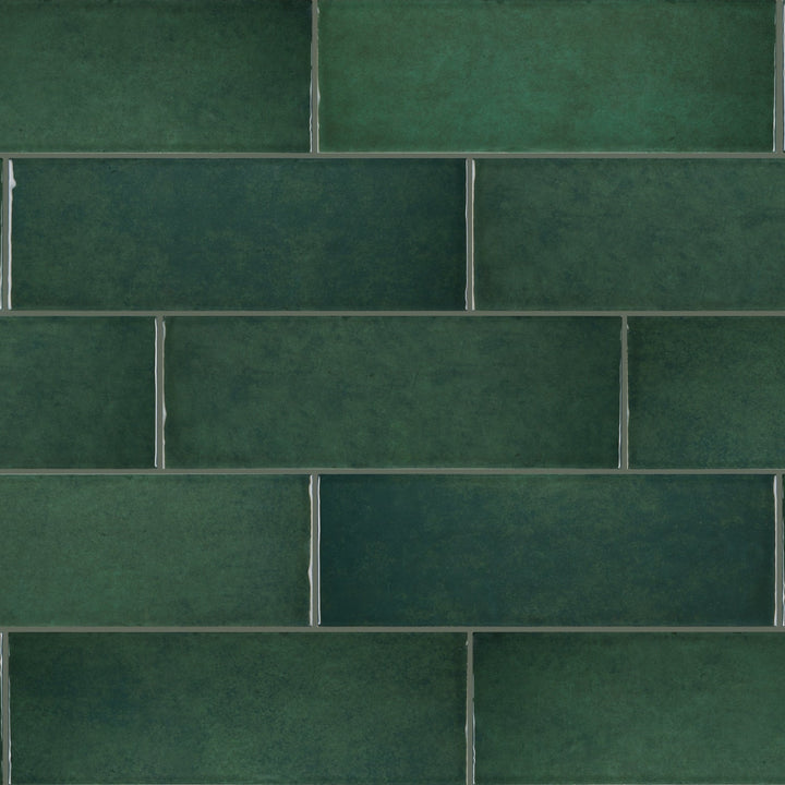 Daltile Handcrafted Artistry Emerald 4-in x 12-in Glossy Ceramic Handcrafted look Wall Tile product image