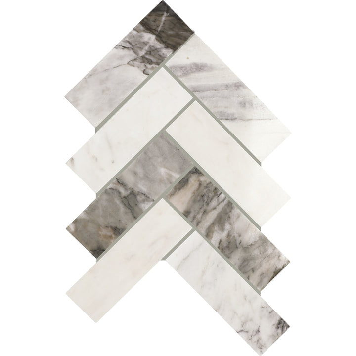 Daltile Genuine Stone Tuxedo 10-in x 16-in Polished Natural stone Marble Marble look Herringbone Mosaic Wall Tile product image