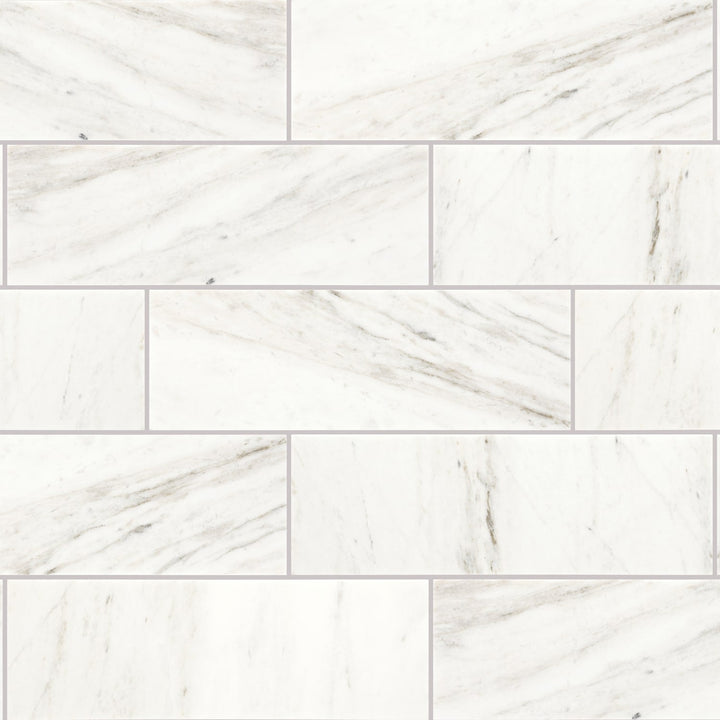 Daltile Genuine Stone White Ember 4-in x 12-in Honed Natural stone Marble Marble look Floor and Wall Tile product image