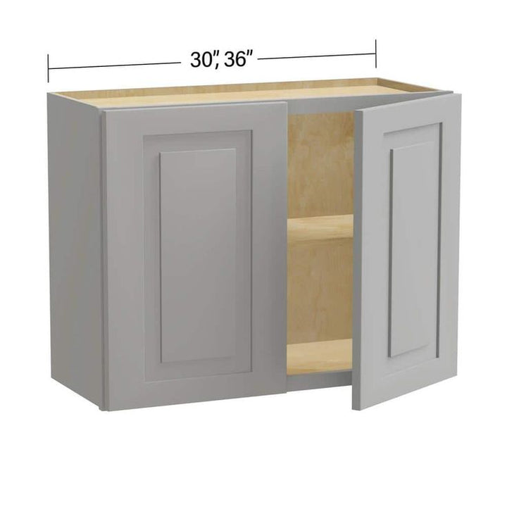 Home Decorators Collection Grayson 30 in. W x 12 in. D x 24 in. H Assembled Plywood Wall Bridge Kitchen Cabinet in Pearl Gray with Soft Close