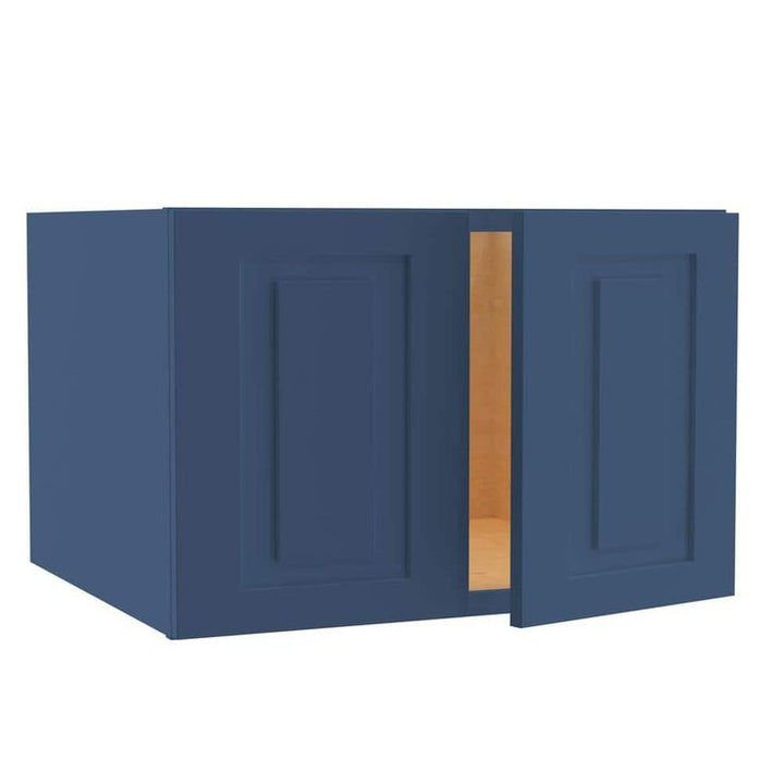 Home Decorators Collection Grayson 27 in. W x 24 in. D x 18 in. H Assembled Plywood Wall Bridge Kitchen Cabinet in Mythic Blue with Soft Close