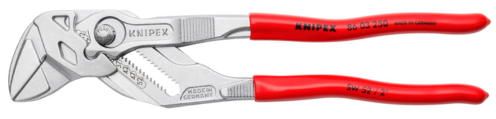 KNIPEX 10 in. Pliers Wrench with Smooth Jaws, Chrome-Plated, 86 03 250