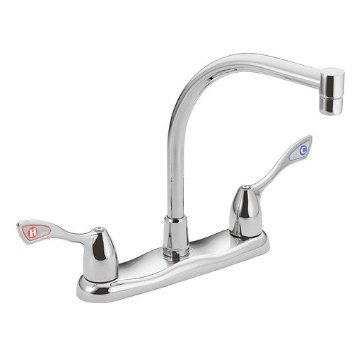 Moen M-Bition Chrome 2-Handle Deck-Mount High-Arc Commercial Kitchen Faucet, Model 8799